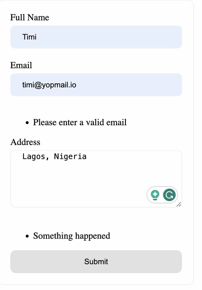 Setting errors using node.setErrors method