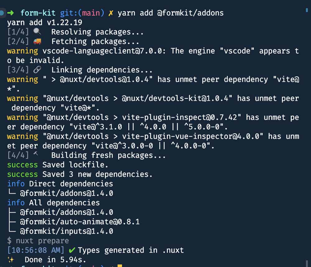 installing with yarn