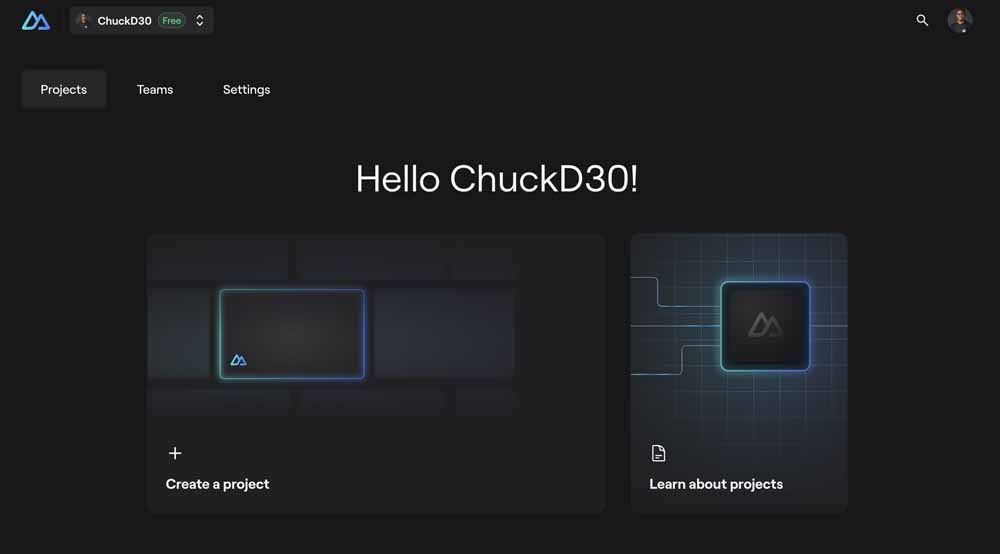 Nuxt Studio Projects dashboard