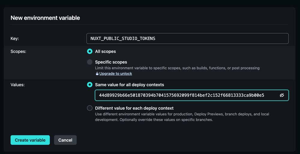 Netlify env variable configuration for