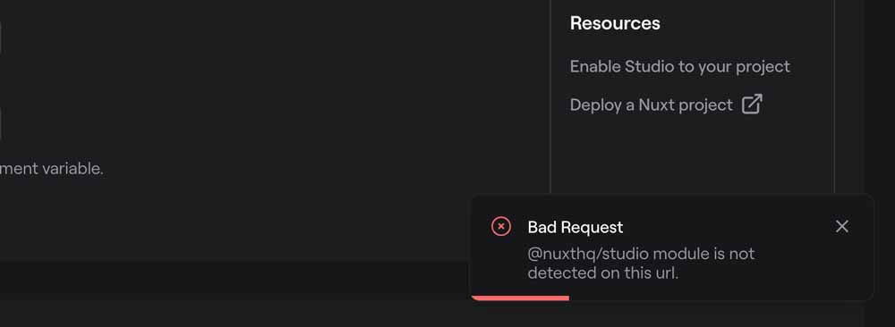 @nuxthq/studio not detected error