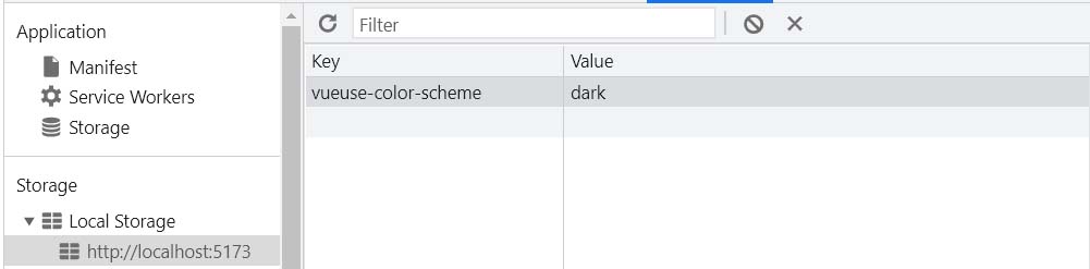 useDark composable value in local storage