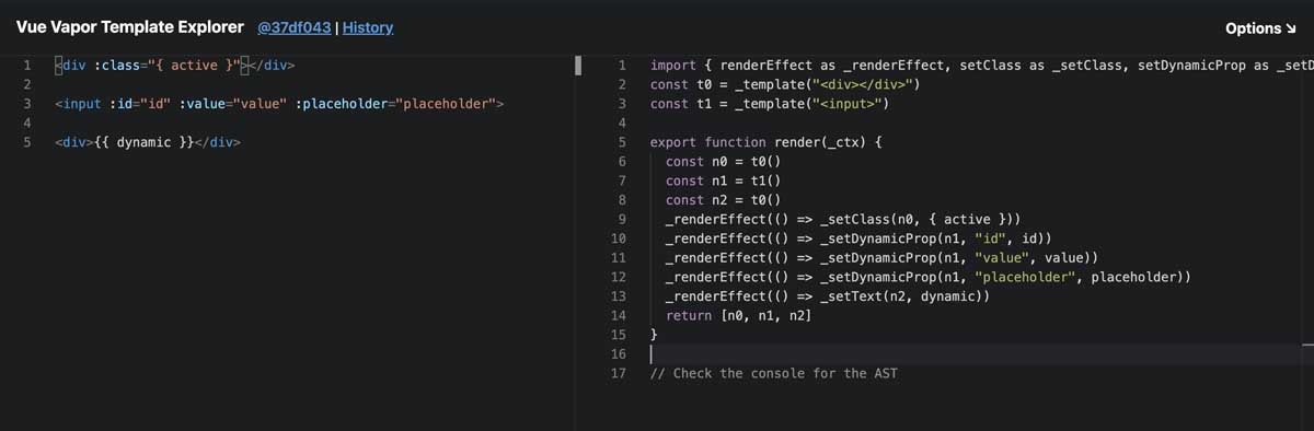 Vapor Template explorer