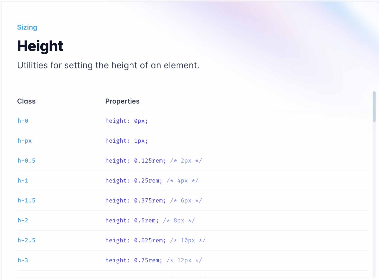 For instance, the sizes for height