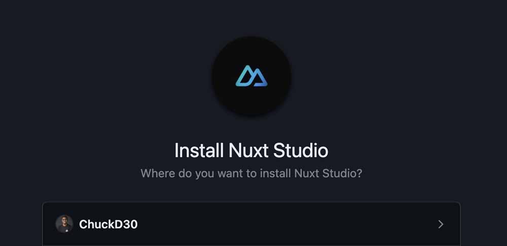 Nuxt Studio GitHub app Installation Interface