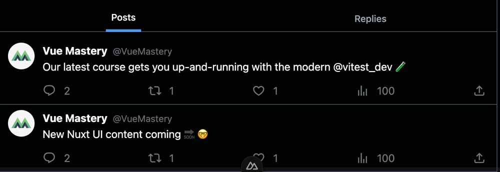 Post section of the X page